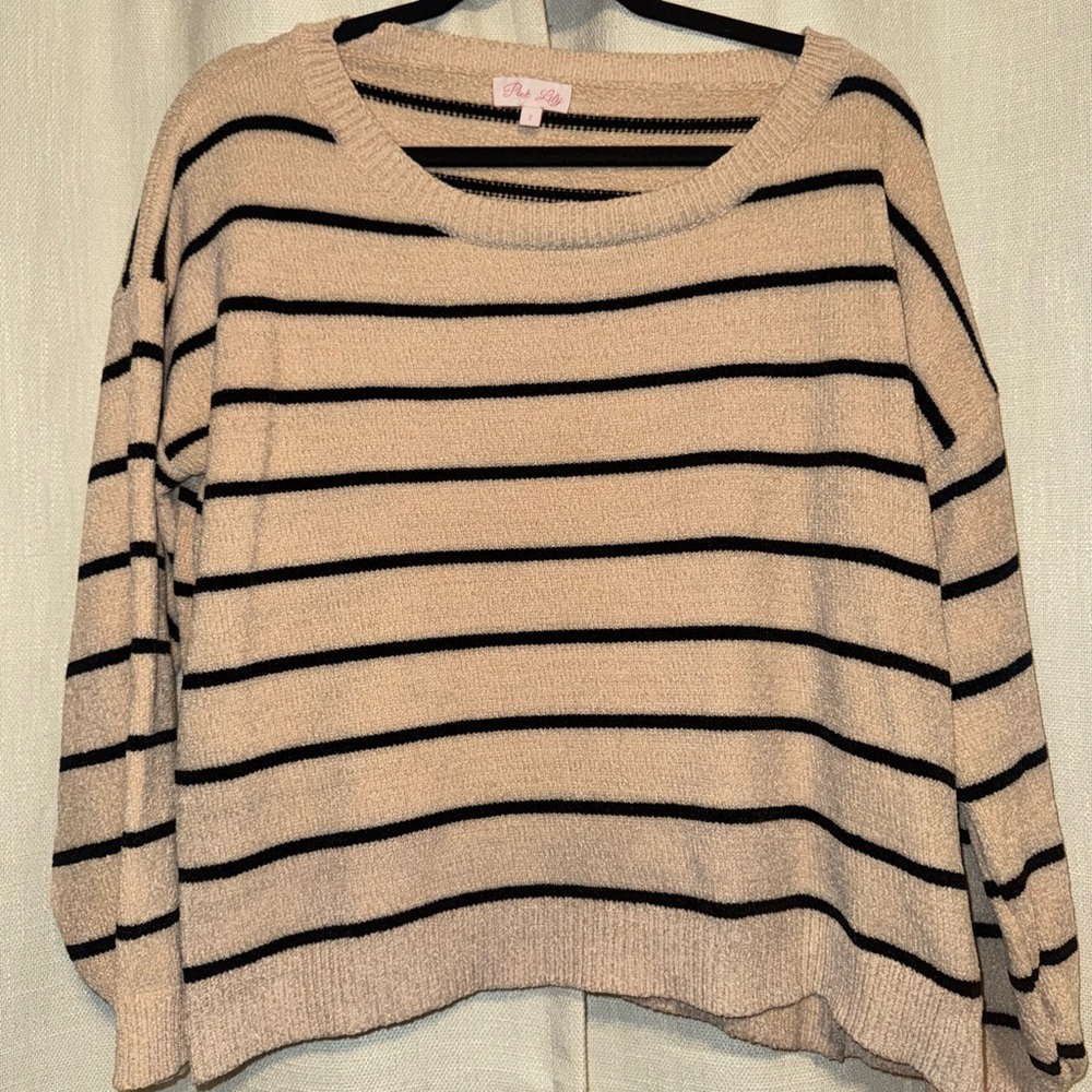 Pink Lily Striped Knit Sweater